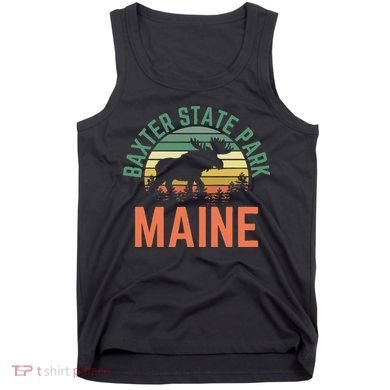 Baxter State Park Maine Moose Hiking Retro Sunset Tank Top