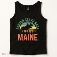 Baxter State Park Maine Moose Hiking Retro Sunset Tank Top thumb 2