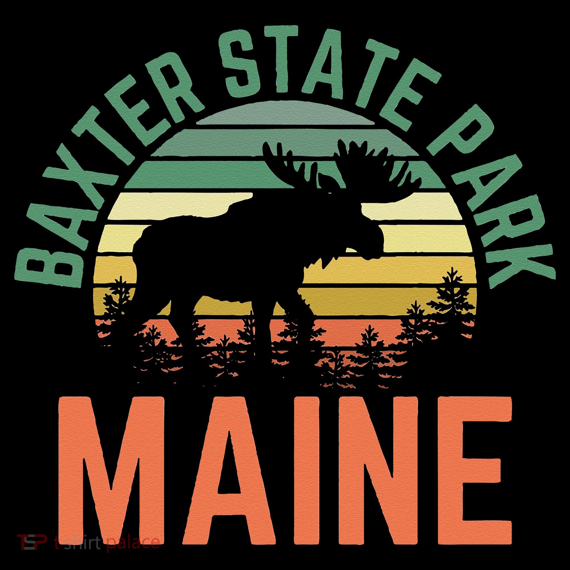Baxter State Park Maine Moose Hiking Retro Sunset Tank Top