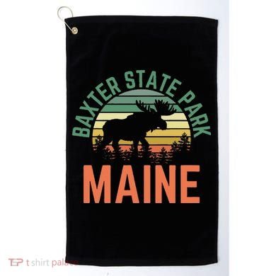 Baxter State Park Maine Moose Hiking Retro Sunset Golf Towel