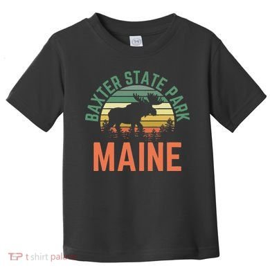 Baxter State Park Maine Moose Hiking Retro Sunset Toddler T-Shirt