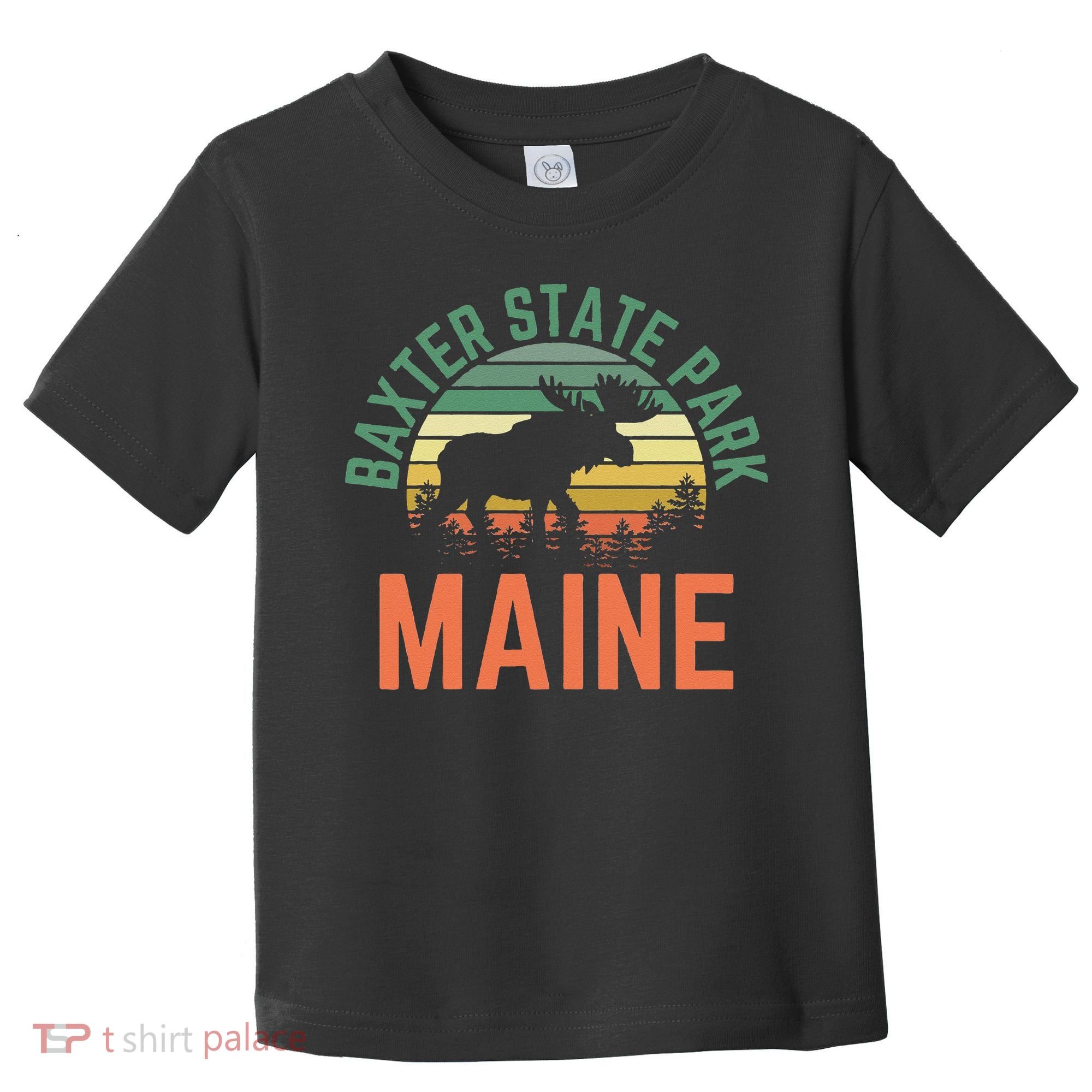 Baxter State Park Maine Moose Hiking Retro Sunset Toddler T-Shirt