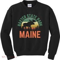 Baxter State Park Maine Moose Hiking Retro Sunset Kids Sweatshirt thumb 0