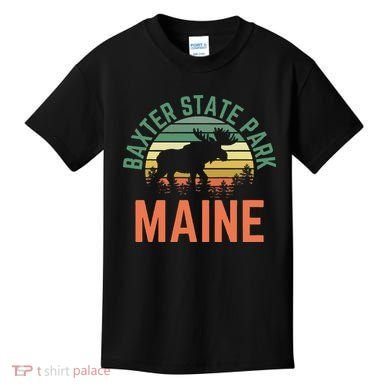 Baxter State Park Maine Moose Hiking Retro Sunset Kids T-Shirt