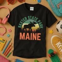 Baxter State Park Maine Moose Hiking Retro Sunset Kids T-Shirt thumb 3