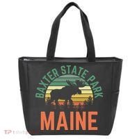 Baxter State Park Maine Moose Hiking Retro Sunset Tote Bag thumb 0