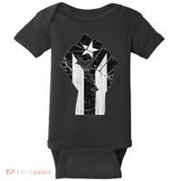 Boricua Strong Puerto Rico Black Flag Fist Baby Bodysuit thumb 0