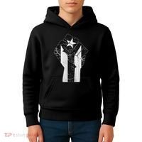 Boricua Strong Puerto Rico Black Flag Fist Kids Hoodie thumb 4