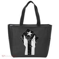 Boricua Strong Puerto Rico Black Flag Fist Tote Bag thumb 0
