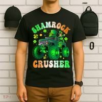 b.o.y.s Saint Patricks Day Monster Truck Shamrock Crusher K.i.d.s T-Shirt thumb 6