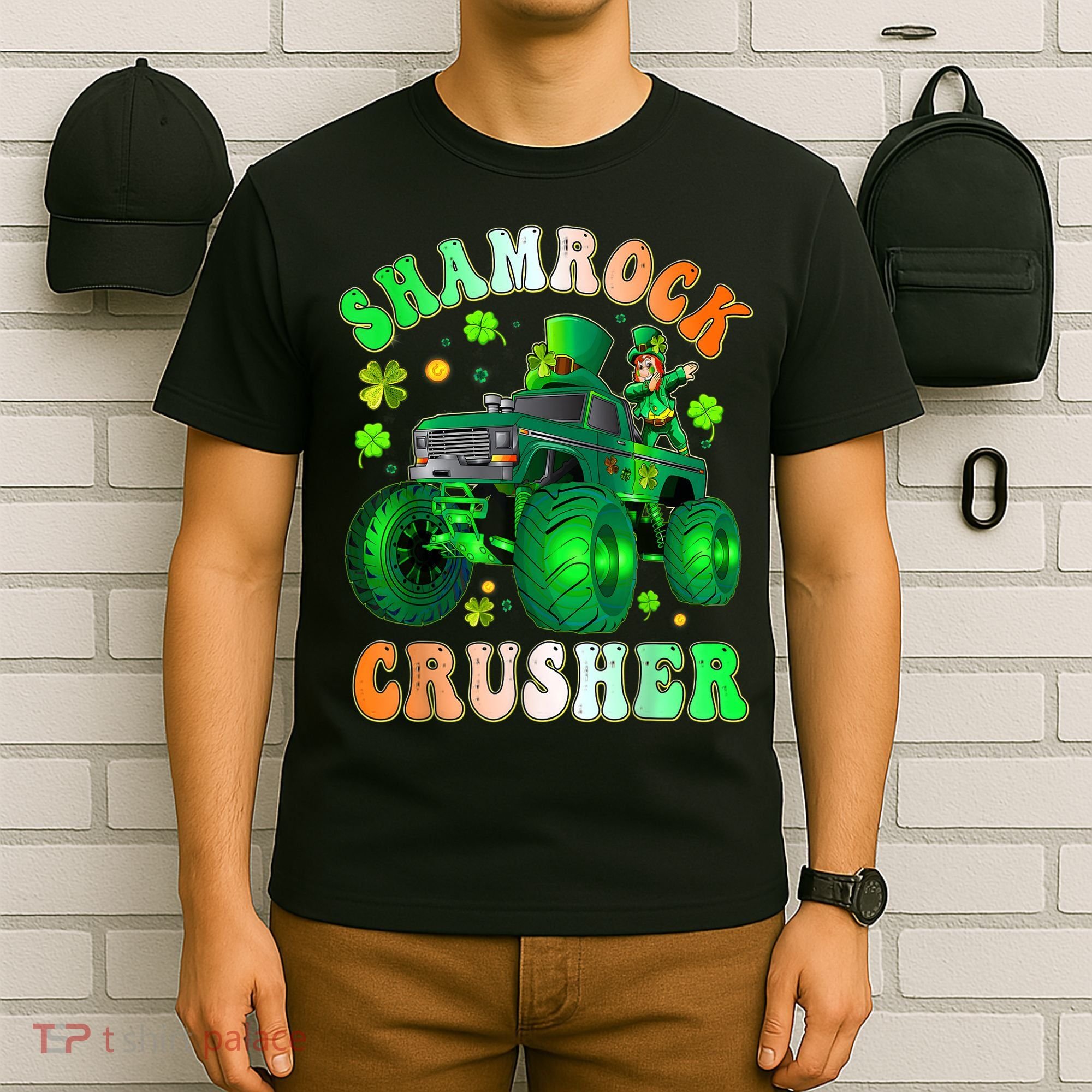 b.o.y.s Saint Patricks Day Monster Truck Shamrock Crusher K.i.d.s T-Shirt