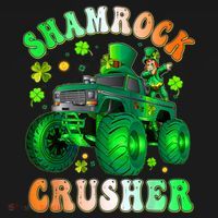 b.o.y.s Saint Patricks Day Monster Truck Shamrock Crusher K.i.d.s Polo thumb 3