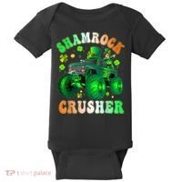 b.o.y.s Saint Patricks Day Monster Truck Shamrock Crusher K.i.d.s Baby Bodysuit thumb 0