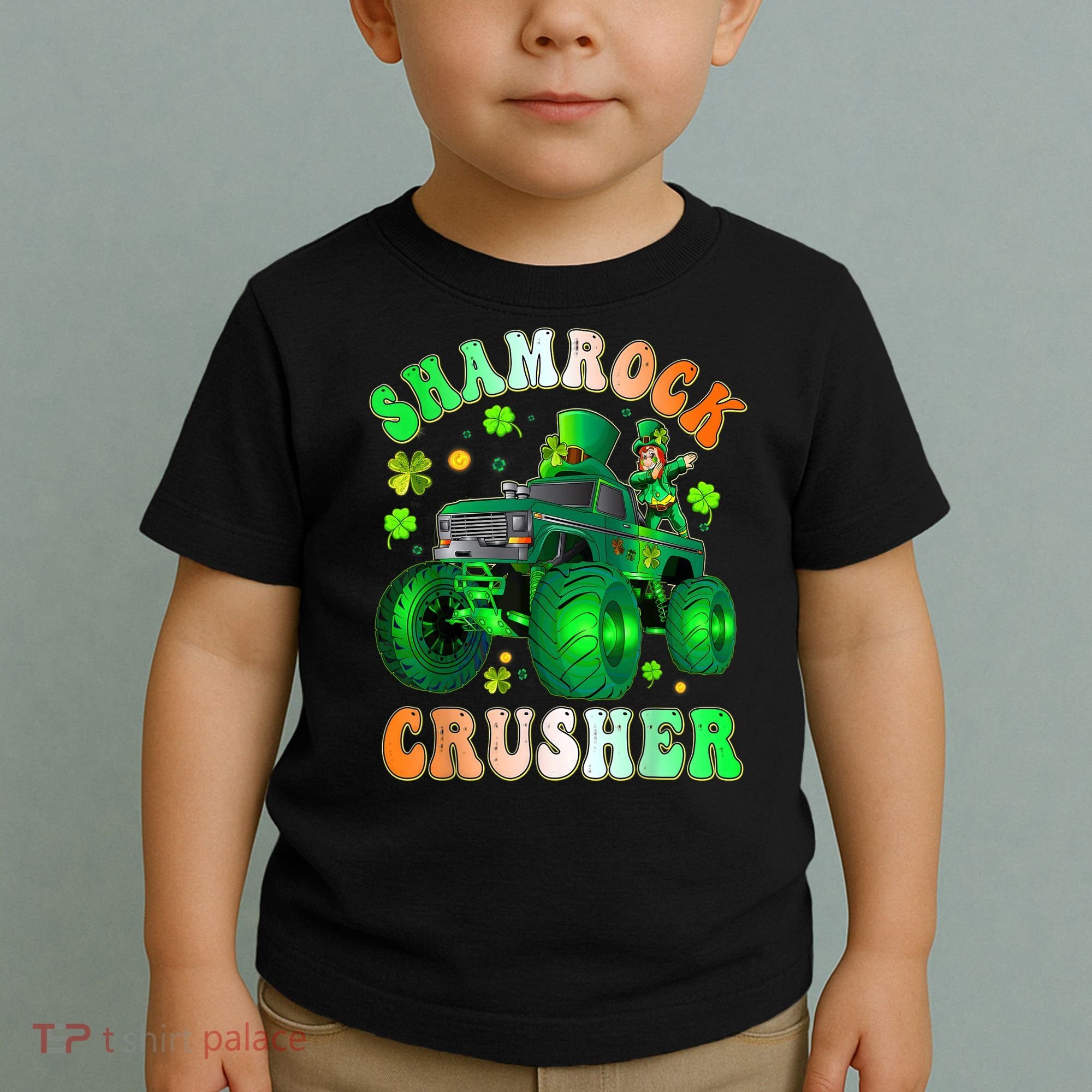 b.o.y.s Saint Patricks Day Monster Truck Shamrock Crusher K.i.d.s Toddler T-Shirt