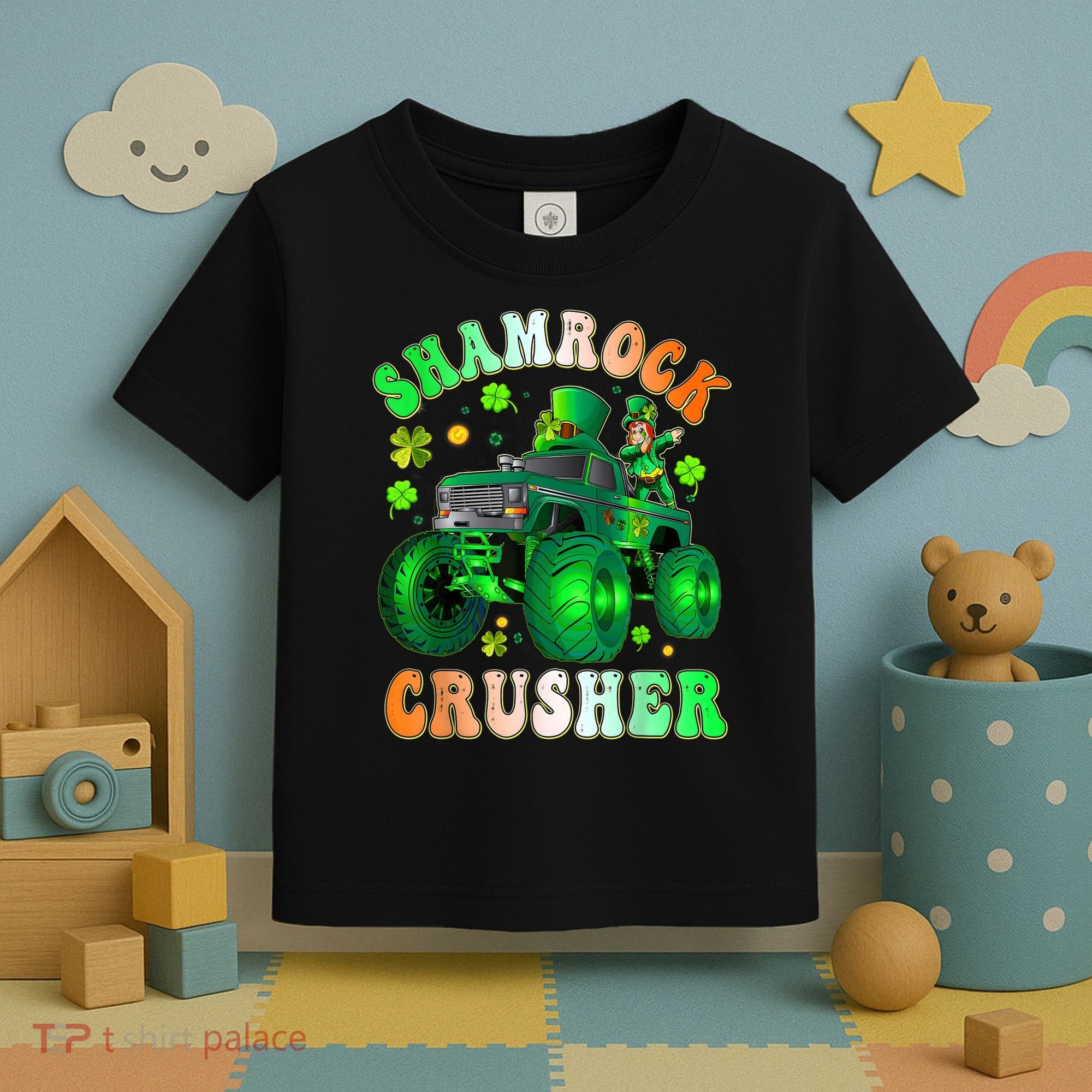 b.o.y.s Saint Patricks Day Monster Truck Shamrock Crusher K.i.d.s Toddler T-Shirt