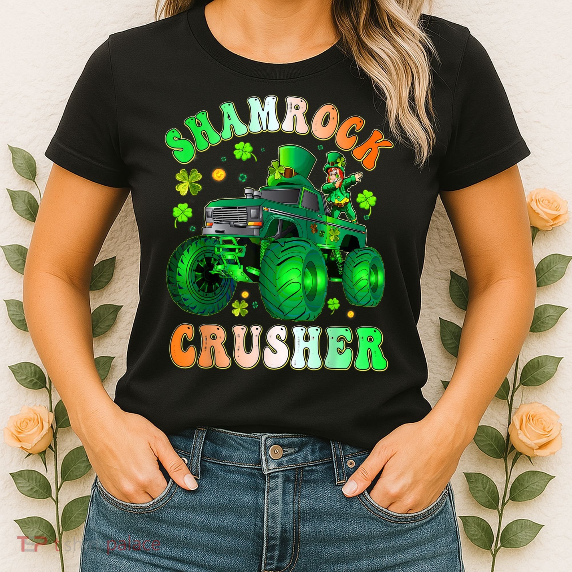 b.o.y.s Saint Patricks Day Monster Truck Shamrock Crusher K.i.d.s Women's T-Shirt