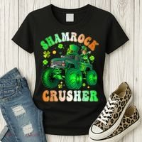b.o.y.s Saint Patricks Day Monster Truck Shamrock Crusher K.i.d.s Women's T-Shirt thumb 3