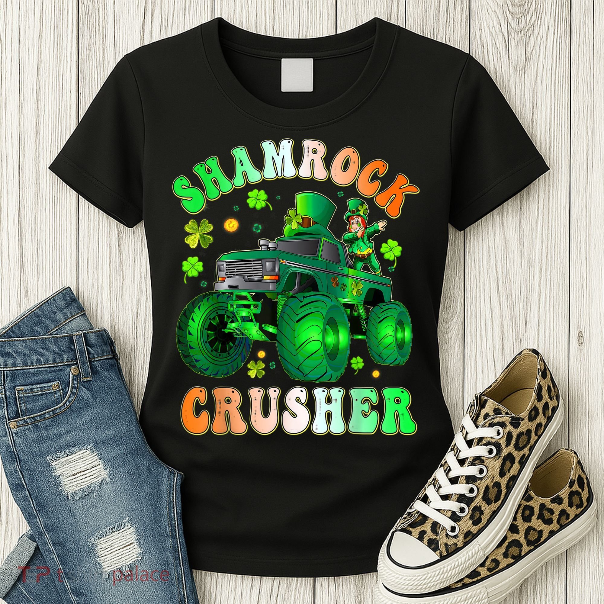 b.o.y.s Saint Patricks Day Monster Truck Shamrock Crusher K.i.d.s Women's T-Shirt