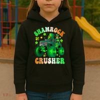 b.o.y.s Saint Patricks Day Monster Truck Shamrock Crusher K.i.d.s Kids Hoodie thumb 3