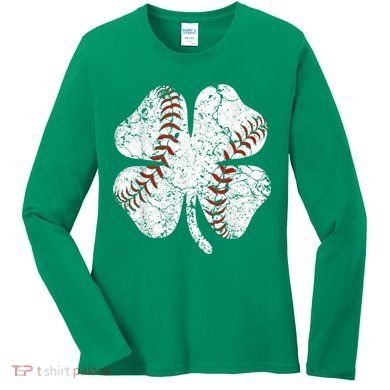 Baseball St Patricks Day, Shamrock, St Patricks Day, Funny St Patricks Day, Women's Long Sleeve Shirt