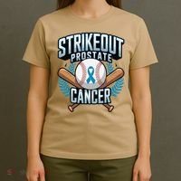 Baseball Strikeout Prostate Cancer Awareness T-Shirt thumb 4