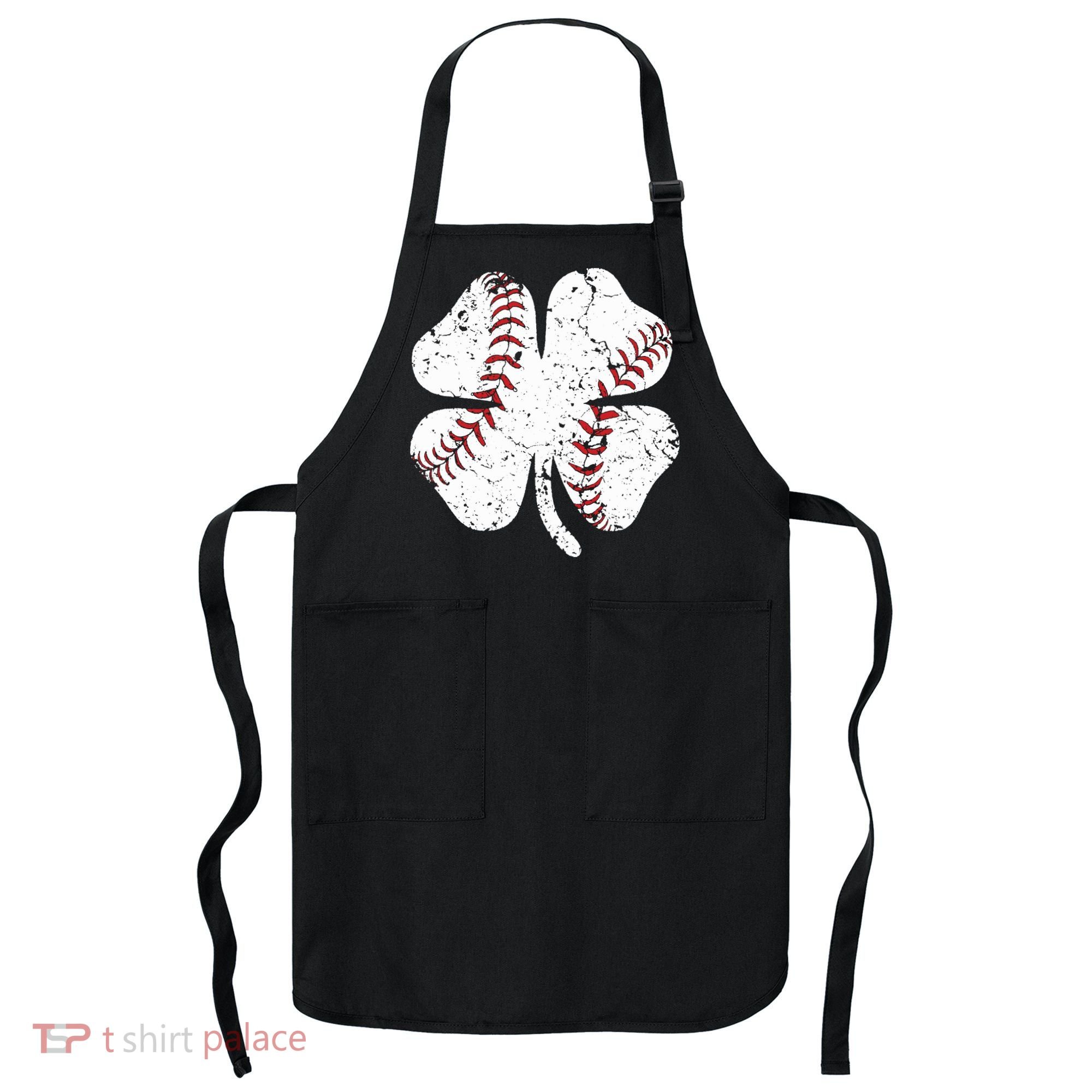 Baseball St Patricks Day Boys Men Catcher Pitcher Shamrock Apron