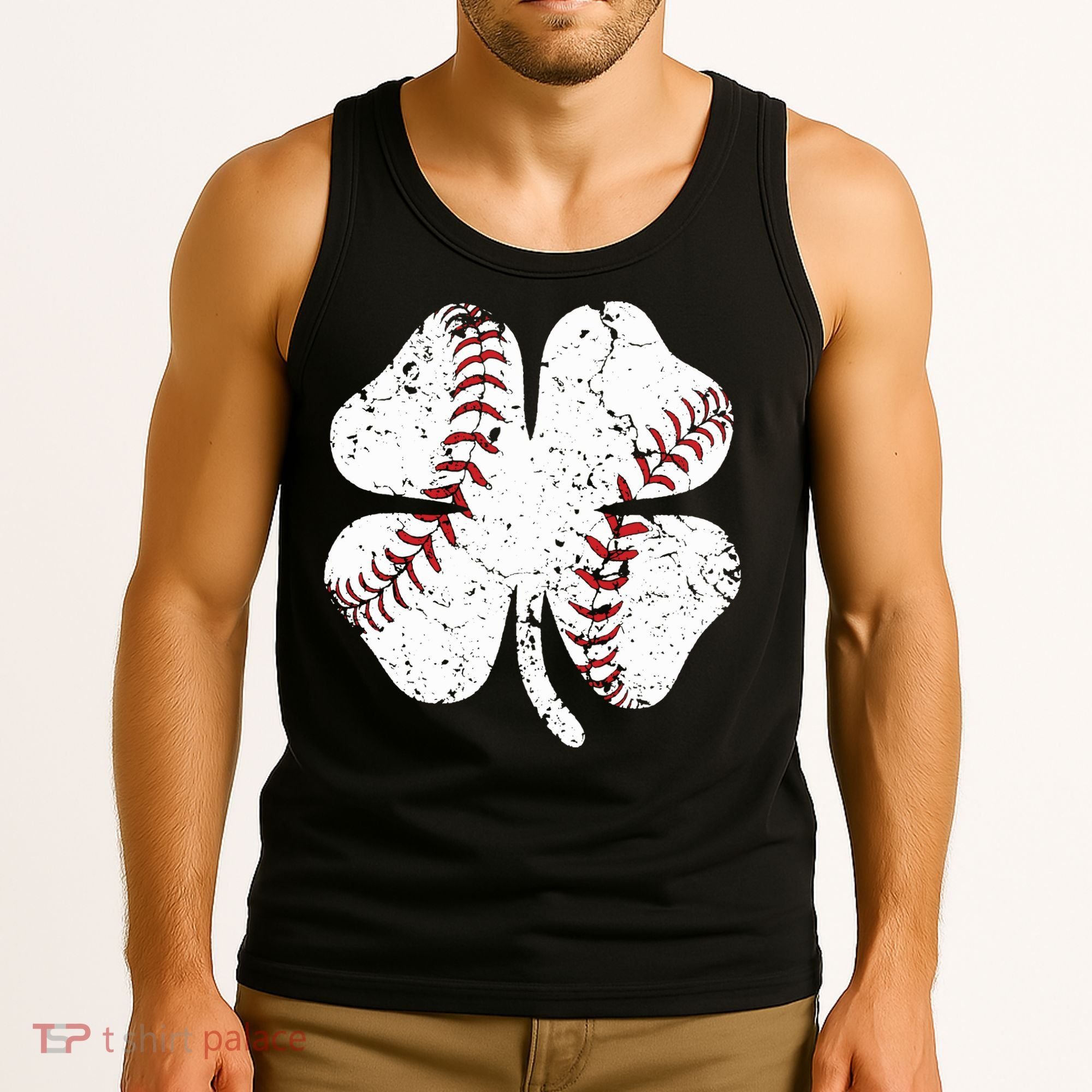 Baseball St Patricks Day Boys Men Catcher Pitcher Shamrock Tank Top