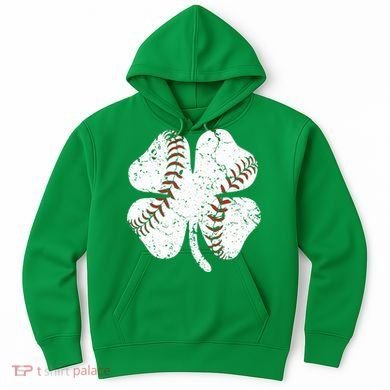 Baseball St Patricks Day Boys Men Catcher Pitcher Shamrock Hoodie
