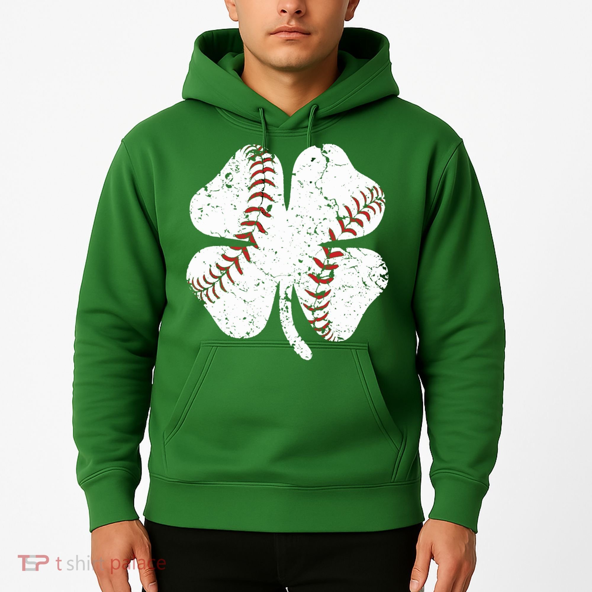 Baseball St Patricks Day Boys Men Catcher Pitcher Shamrock Hoodie