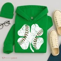 Baseball St Patricks Day Boys Men Catcher Pitcher Shamrock Hoodie thumb 4