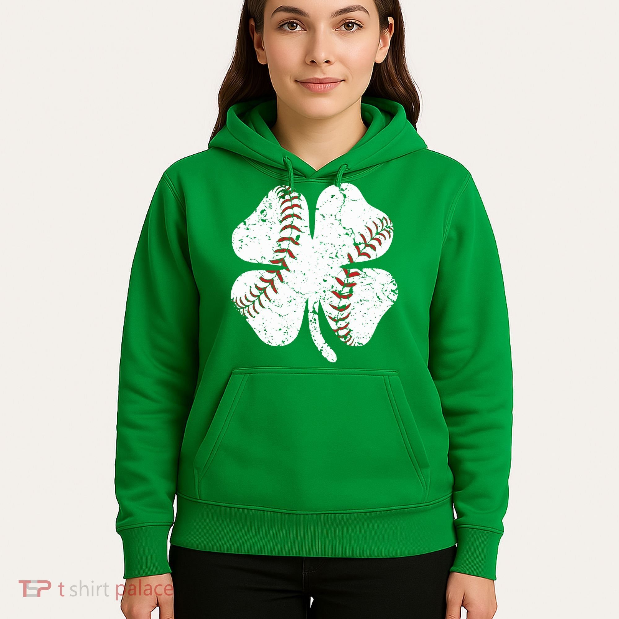 Baseball St Patricks Day Boys Men Catcher Pitcher Shamrock Hoodie