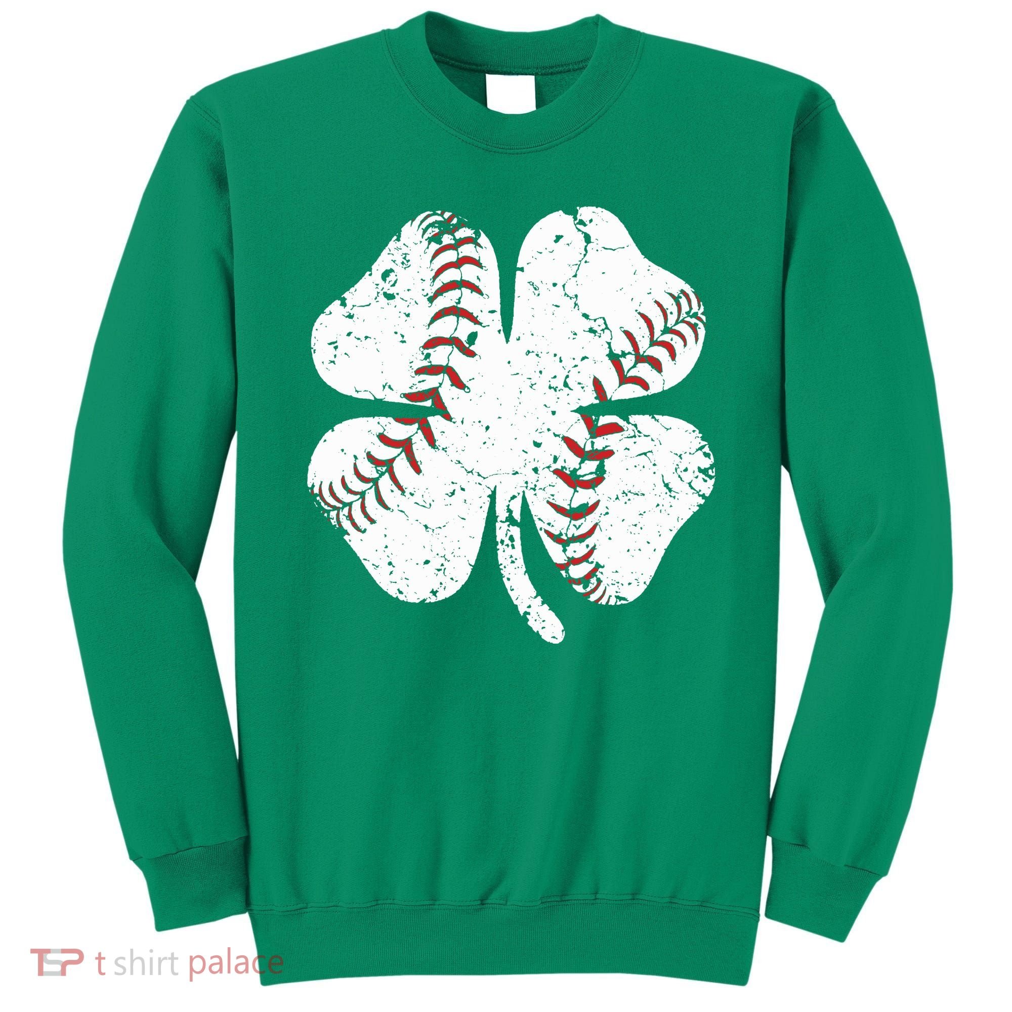Baseball St Patricks Day Boys Men Catcher Pitcher Shamrock Sweatshirt