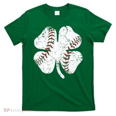 Baseball St Patricks Day Boys Men Catcher Pitcher Shamrock T-Shirt