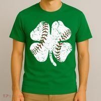 Baseball St Patricks Day Boys Men Catcher Pitcher Shamrock T-Shirt thumb 3