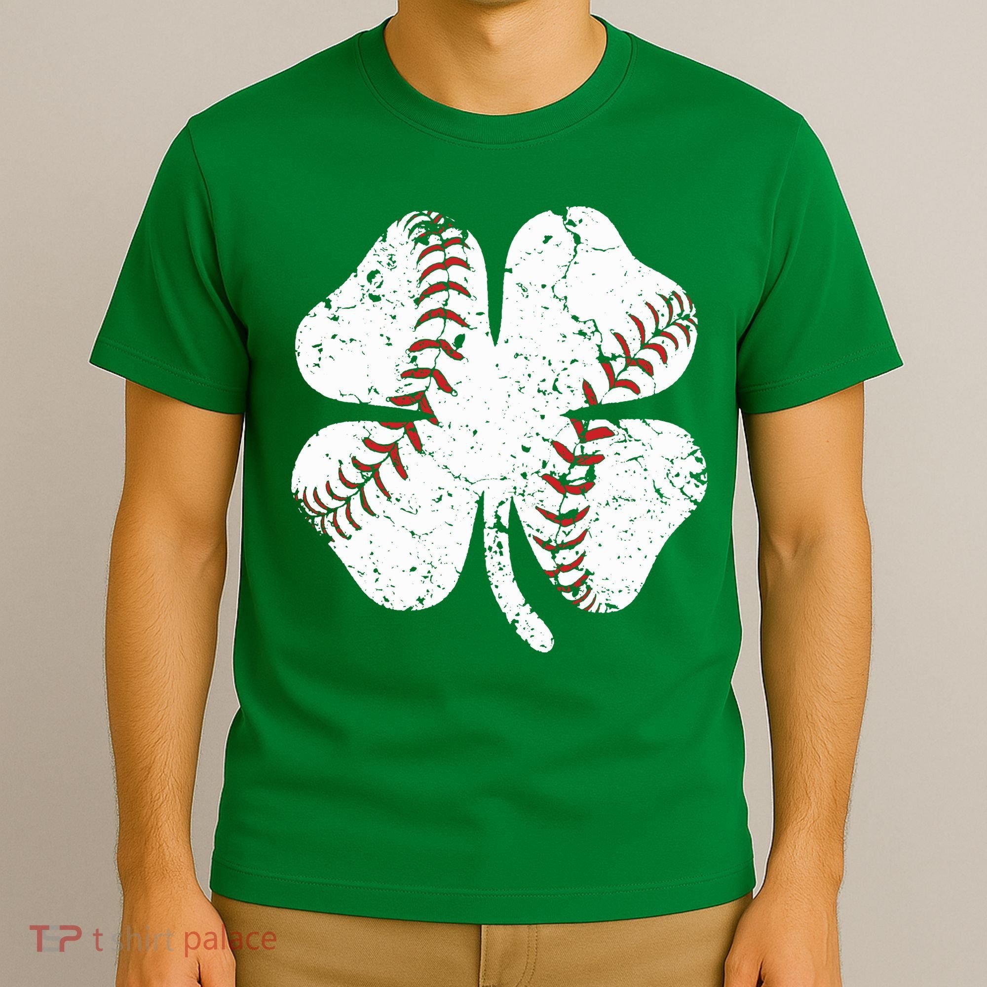 Baseball St Patricks Day Boys Men Catcher Pitcher Shamrock T-Shirt
