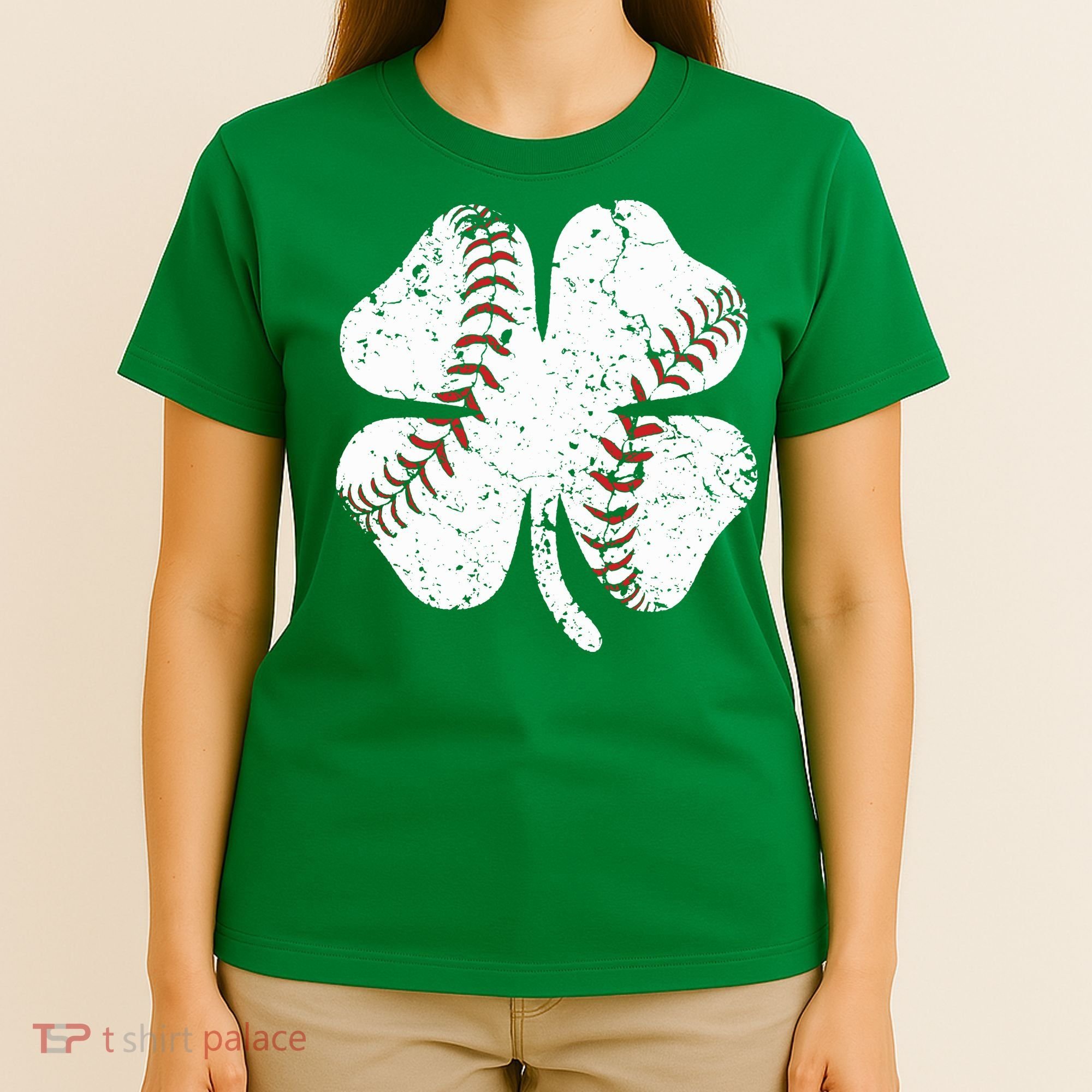 Baseball St Patricks Day Boys Men Catcher Pitcher Shamrock T-Shirt
