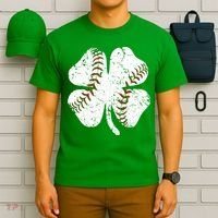 Baseball St Patricks Day Boys Men Catcher Pitcher Shamrock T-Shirt thumb 6