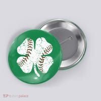 Baseball St Patricks Day Boys Men Catcher Pitcher Shamrock Button thumb 0