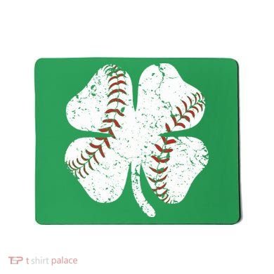 Baseball St Patricks Day Boys Men Catcher Pitcher Shamrock Mousepad