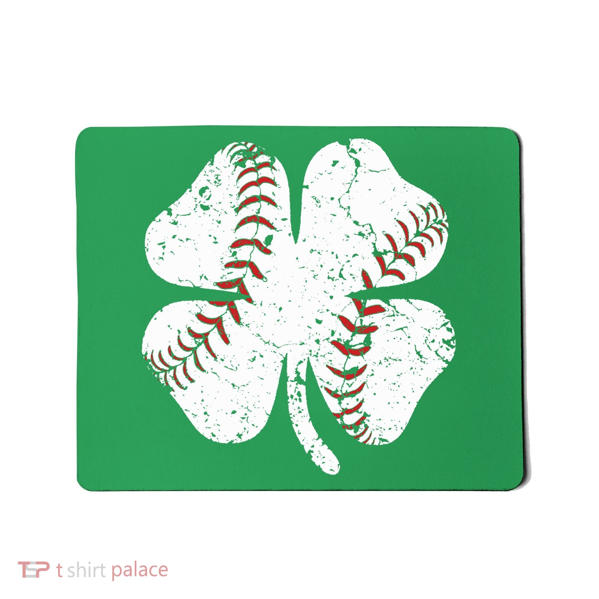 Baseball St Patricks Day Boys Men Catcher Pitcher Shamrock Mousepad