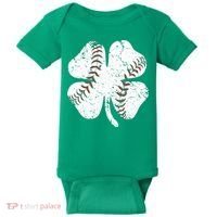 Baseball St Patricks Day Boys Men Catcher Pitcher Shamrock Baby Bodysuit thumb 0
