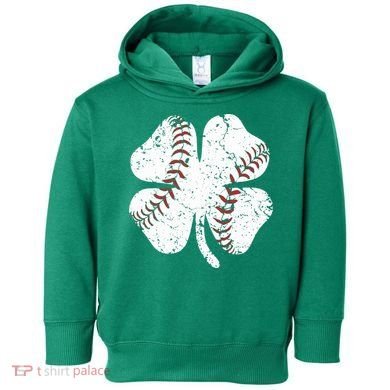 Baseball St Patricks Day Boys Men Catcher Pitcher Shamrock Toddler Hoodie