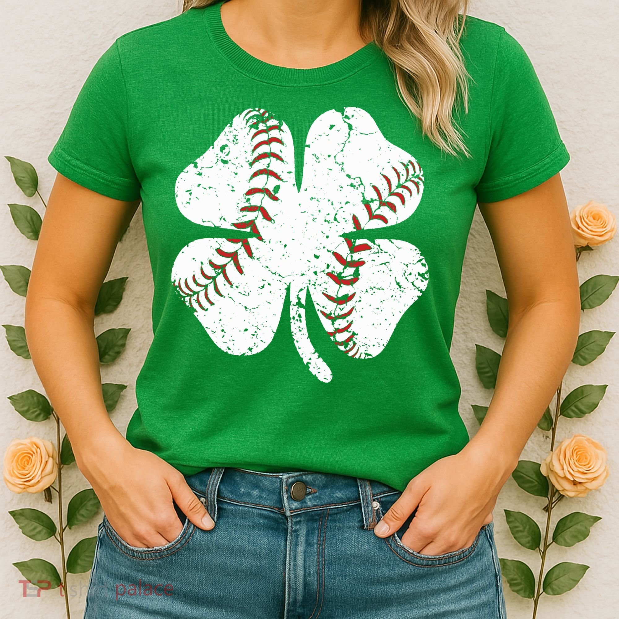 Baseball St Patricks Day Boys Men Catcher Pitcher Shamrock Women's T-Shirt