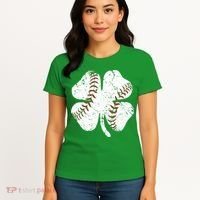 Baseball St Patricks Day Boys Men Catcher Pitcher Shamrock Women's T-Shirt thumb 4