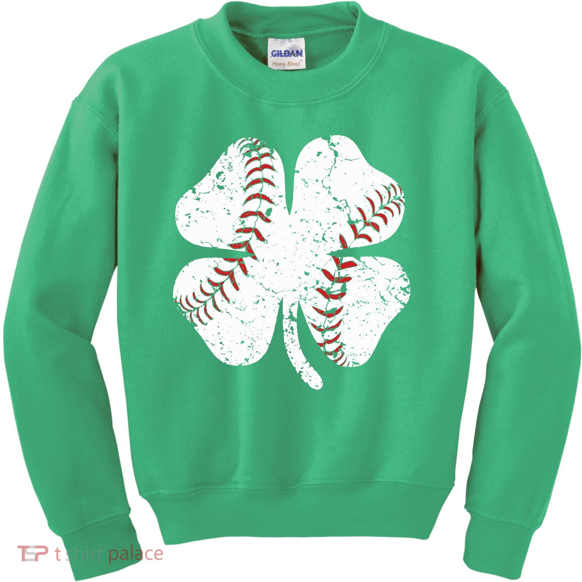 Baseball St Patricks Day Boys Men Catcher Pitcher Shamrock Kids Sweatshirt