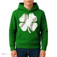 Baseball St Patricks Day Boys Men Catcher Pitcher Shamrock Kids Hoodie thumb 4