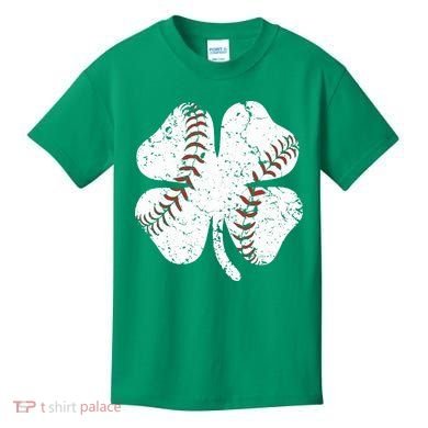 Baseball St Patricks Day Boys Men Catcher Pitcher Shamrock Kids T-Shirt