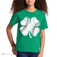 Baseball St Patricks Day Boys Men Catcher Pitcher Shamrock Kids T-Shirt thumb 2