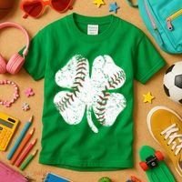 Baseball St Patricks Day Boys Men Catcher Pitcher Shamrock Kids T-Shirt thumb 3