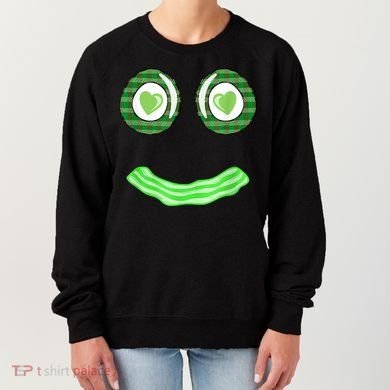 Breakfast St. Patricks Day Funny Green Eggs Smile Face Ham Women's Sweatshirt